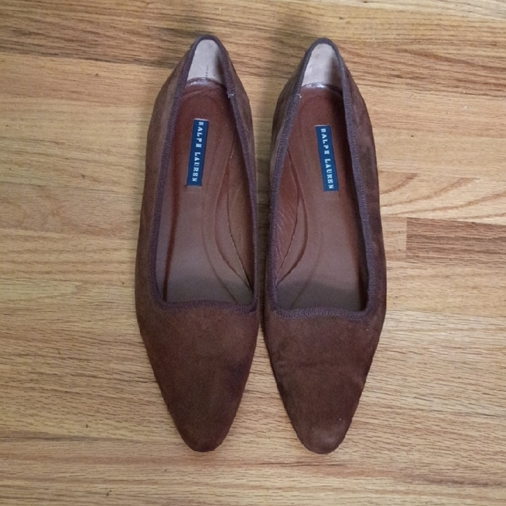 Ralph Lauren Suede Ballet Flats in Chestnut Women's Size 9